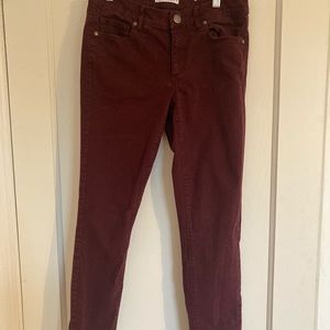 LOFT modern skinny jeans. Maroon.